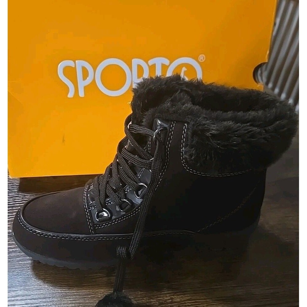 NWBT Sporto Ellen Women's Ankle Boots Waterproof Thermo Proof 7 1/2M Faux Fur
